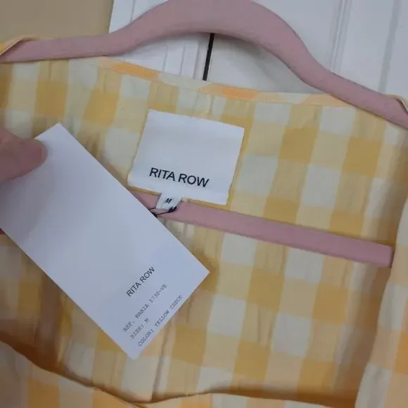 Rita Row Maria Mini Dress in Yellow White Gingham Size M - Picture 9 of 9